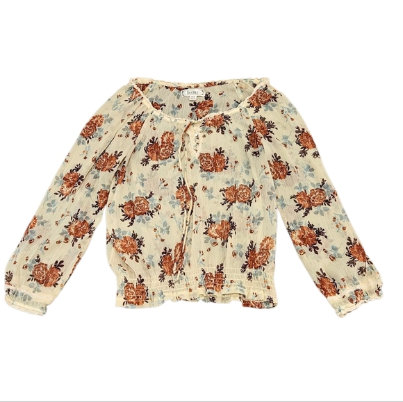 Decree Women Medium Boho Floral Peasant Cottagecore Sheer Long Sleeve Blouse - Picture 1 of 10